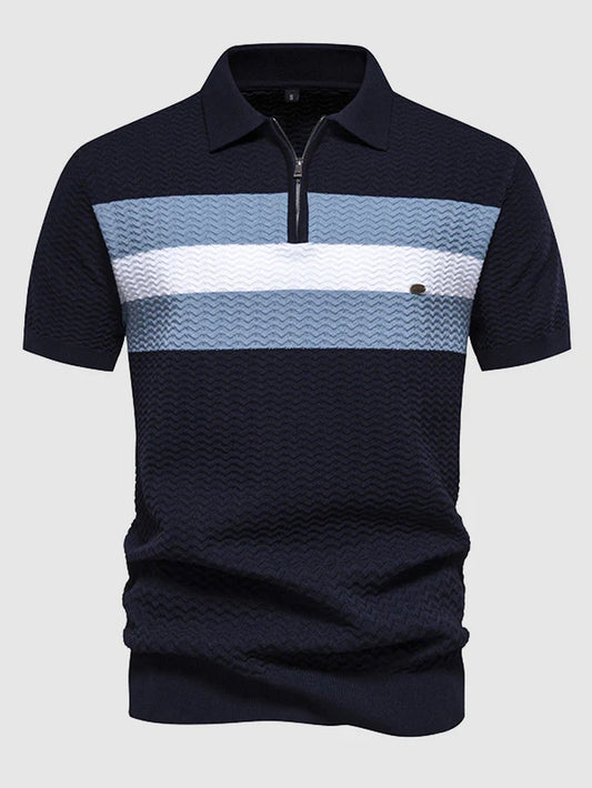 Striped Business Half-Zip Polo