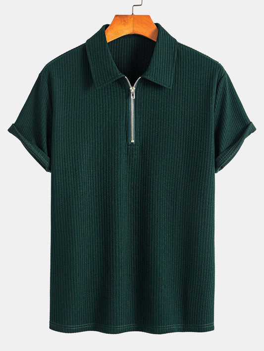 Slim Ribbed Zip Polo