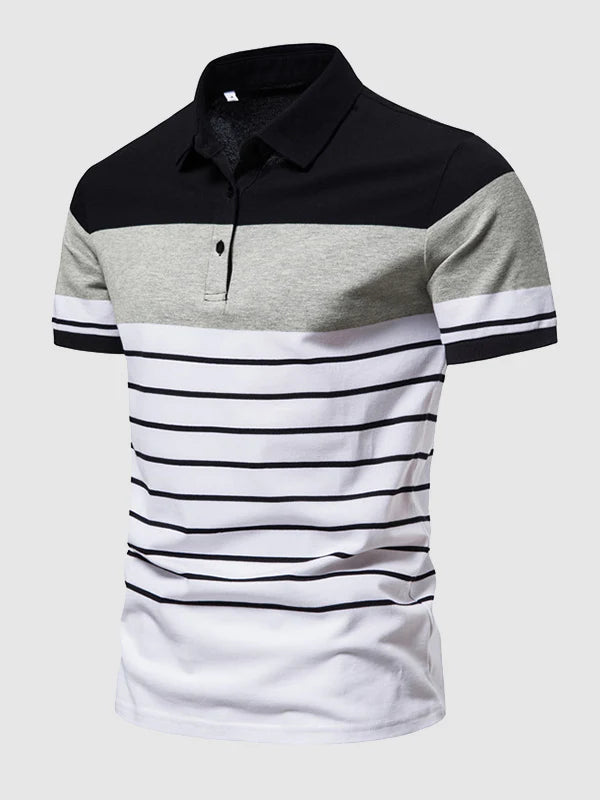 Striped Knit Lapel Polo