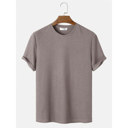 Textured Waffle Knit Crewneck T-Shirt