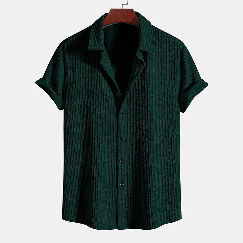 Cuban Collar Geometric Knit Shirt