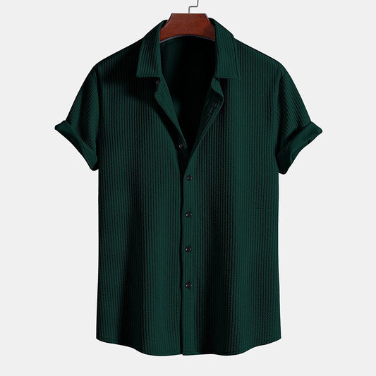 Cuban Collar Geometric Knit Shirt