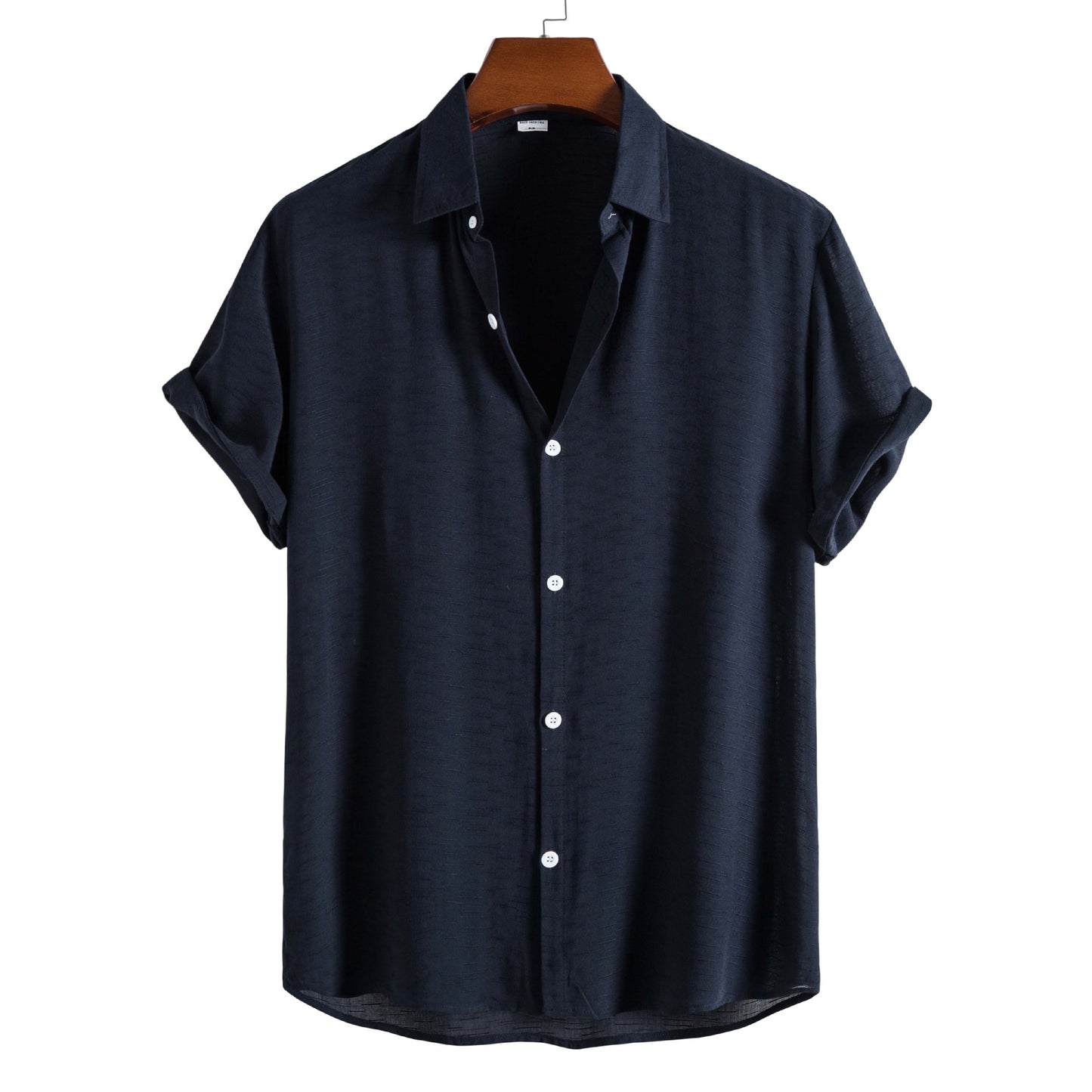 Cuban Collar Patterned Short Sleeve Shirt